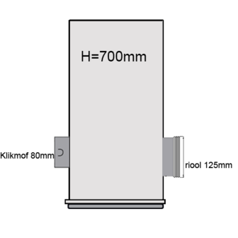 PVC Drainageput &Oslash;315 H=700mm ( 1x aansluiting Klikmof 80mm/1x aansluiting 125mm )
