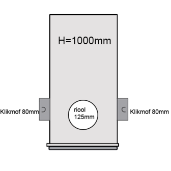 PVC Drainageput Ø315 H=1000mm ( 2x aansluiting Klikmof 80mm/1x aansluiting 125mm )