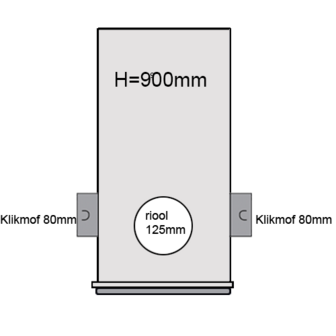 PVC Drainageput &Oslash;315 H=900mm ( 2x aansluiting Klikmof 80mm/1x aansluiting 125mm )