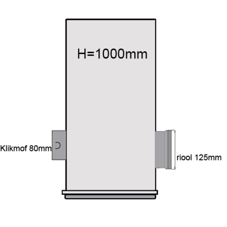 PVC Drainageput Ø315 H=900mm ( 1x aansluiting Klikmof 80mm/1x aansluiting 125mm )