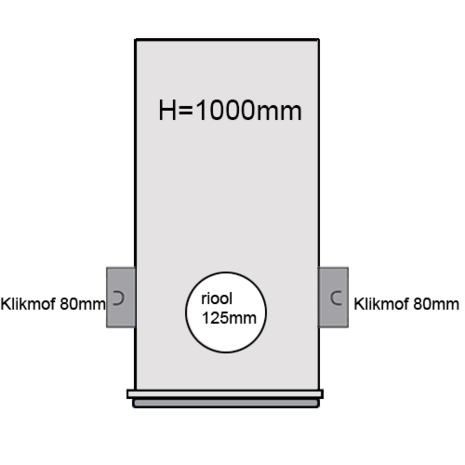 PVC Drainageput Ø315 H=900mm ( 2x aansluiting Klikmof 80mm/1x aansluiting 125mm )