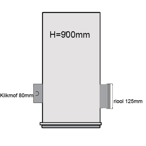 PVC Drainageput Ø315 H=900mm ( 1x aansluiting Klikmof 80mm/1x aansluiting 125mm )