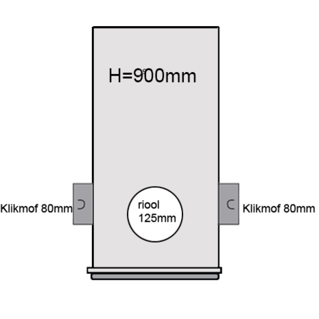 PVC Drainageput Ø315 H=900mm ( 2x aansluiting Klikmof 80mm/1x aansluiting 125mm )